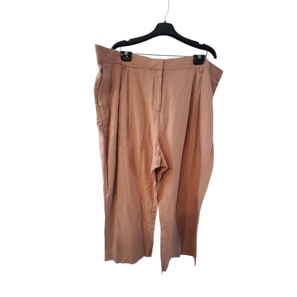 Abercrombie & Fitch pants wmns XXL Short linen blend wide leg dark tan lt brown